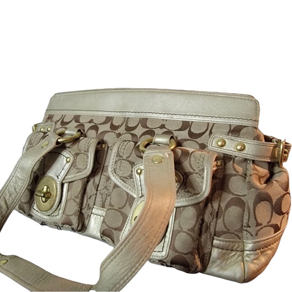 Vintage Coach Legacy Signature C Brown Canvas Top Zip Satchel Bag - Picture 8 of 12